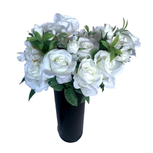 Flor Artificial Buquê de Rosas Grandes 50cm 9 Hastes de Aparência Realista Linha Premium Na Cor Branca