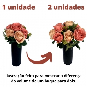 Flor Artificial Buquê de Rosas Grandes com Flores e Folhagens 50 cm Pronta Entrega Salmão
