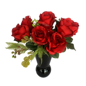 Flor Artificial Buquê de Rosas Grandes com Flores e Folhagens 50 cm Pronta Entrega Vermelho