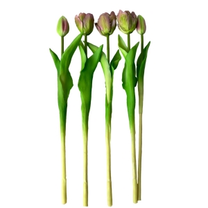 Flor Artificial Buquê de Tulipa 40 cm em Silicone Toque Real Lilás