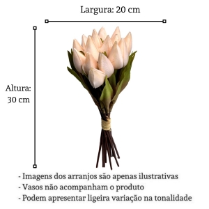 Flor Artificial Buquê de Tulipas Artificiais 35cm Para Casamento Salmão