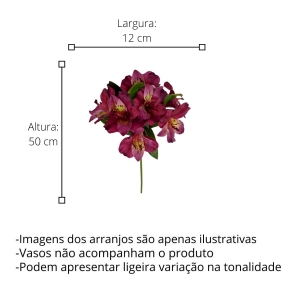 Flor Artificial Galho de Astromélia Roxa 50 cm Para Decoração de Arranjos e Artesanato