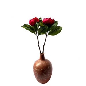 Flor Artificial Galho de Magnólia Grande 70cm Elegante de Aparência Real Vermelho