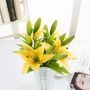 Flor Artificial Lírio em Silicone 38 cm Toque Real Para Decoração Cor Amarelo