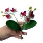 Flor Artificial Mini Orquídeas Artificiais 18 cm Para Decoração e Mini Arranjos em Tecido Branco com Rosa