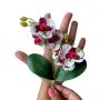 Flor Artificial Mini Orquídeas Artificiais 18 cm Para Decoração e Mini Arranjos em Tecido Branco com Rosa