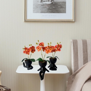 Flor Artificial Mini Orquídeas Artificiais 18 cm Para Decoração e Mini Arranjos em Tecido Laranja