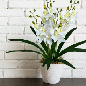 Flor Artificial Orquídea Branca Para Arranjo Aparência Realista