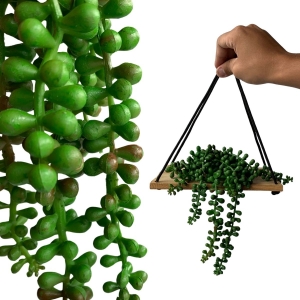 Suculenta Artificial Pendente de Rosário 35 cm Planta em Silicone Para Decoração