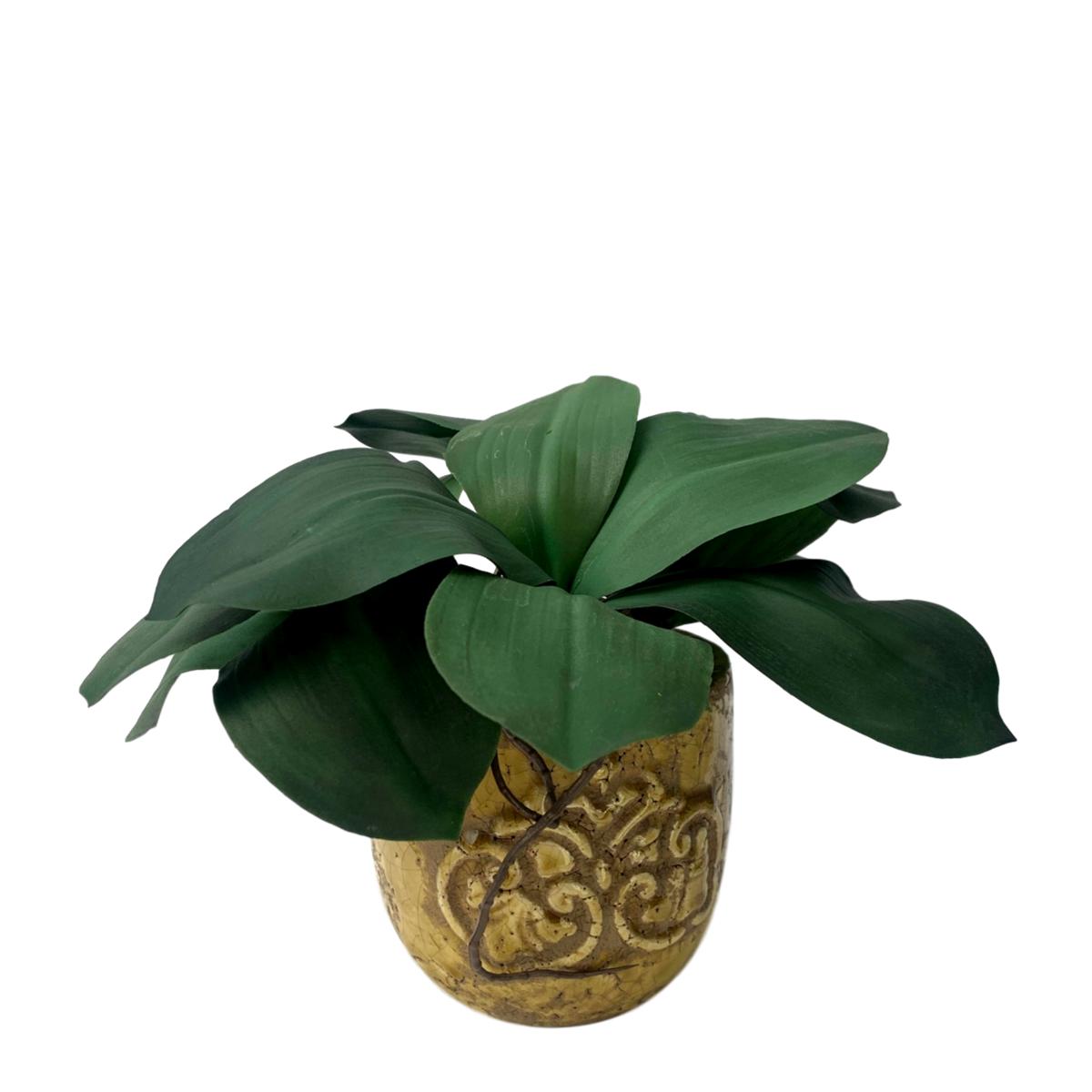 Planta Artificial Folha de Orquídea 26 cm em Silicone de Toque Realista