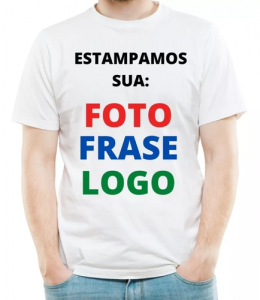 Camiseta Personalizada Estampada Com Foto Frase Ou Logomarca