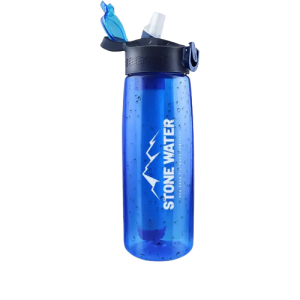 Kit Garrafa Stone Water Echo 650ML Azul com Filtro Extra