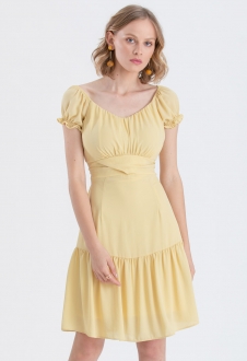 Vestido de festa amarelo curto - Ref. 2692