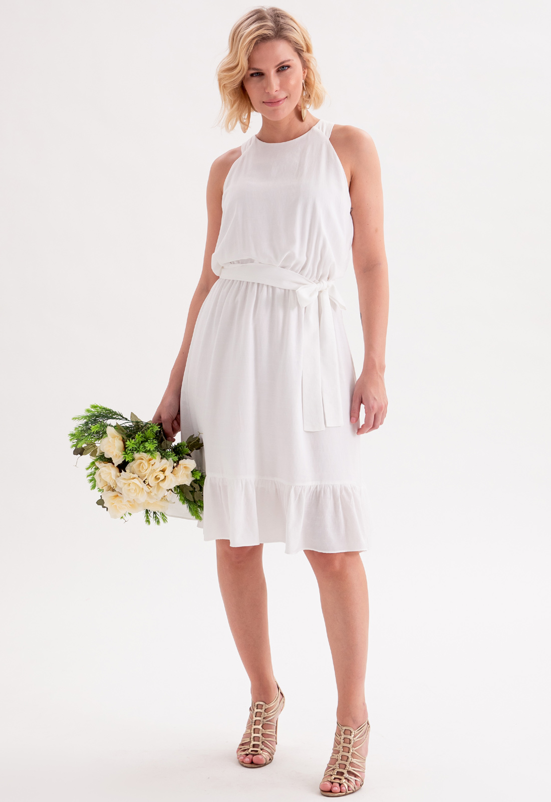 Vestido de festa curto branco - Ref. 2624