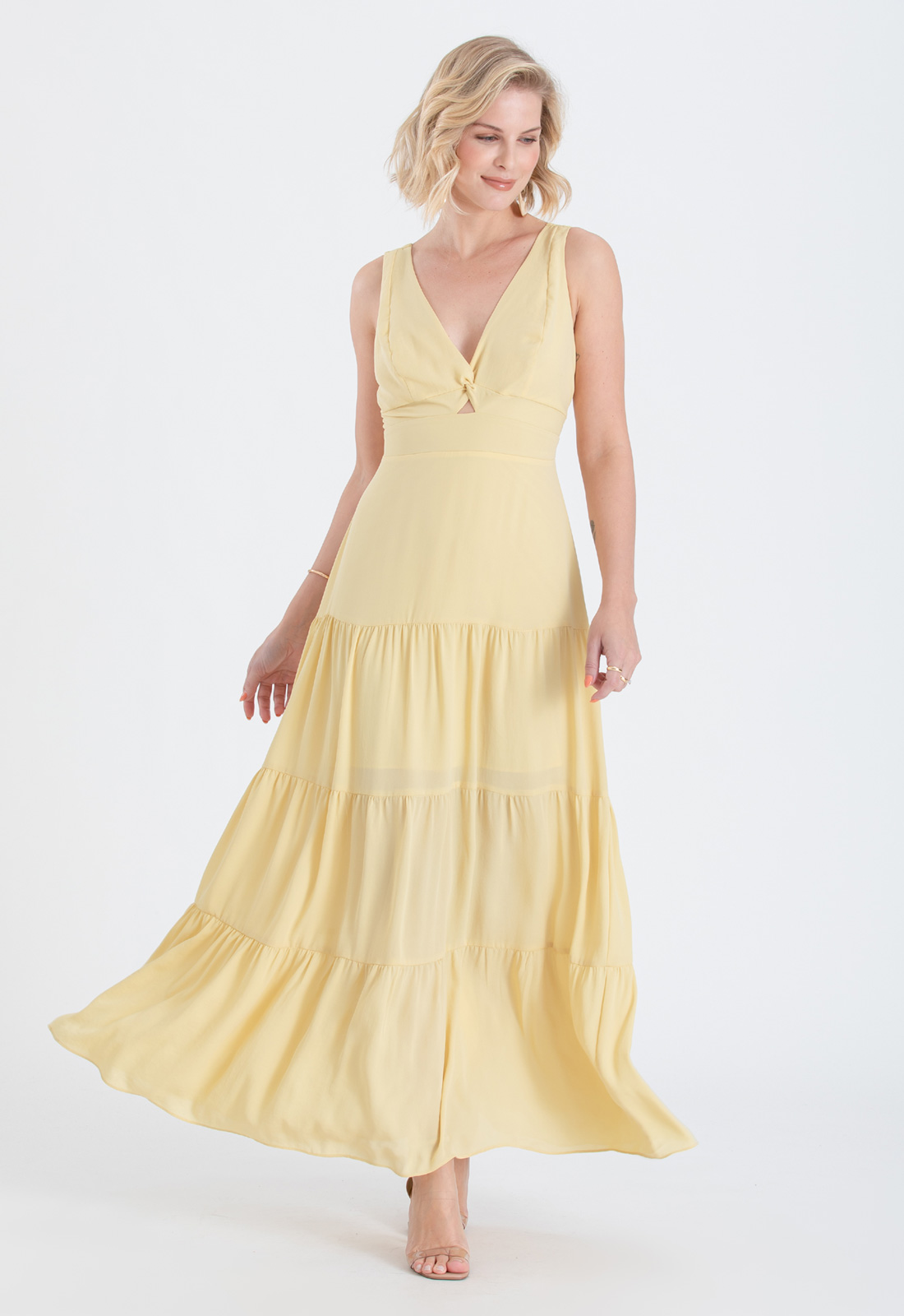 Vestido de festa maxi amarelo - Ref. 2688
