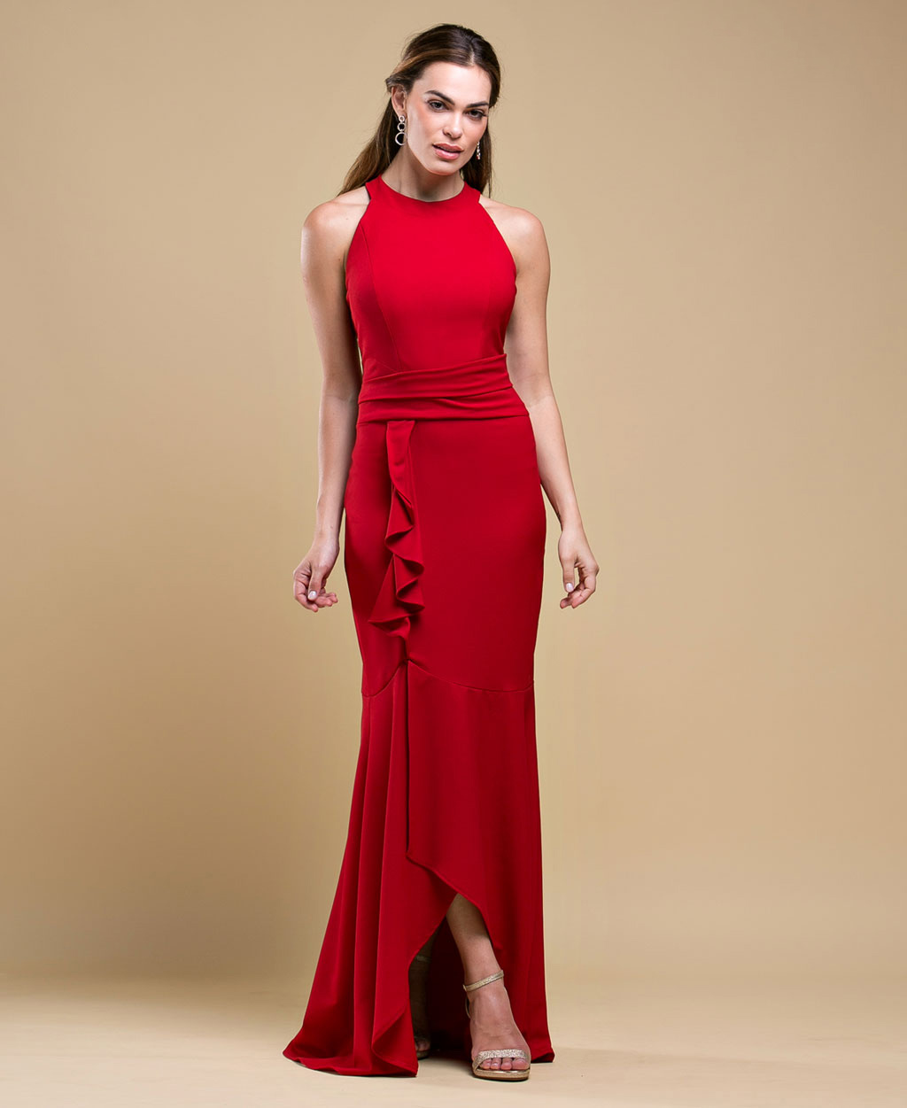 Vestido de festa vermelho longo - Ref. 2484