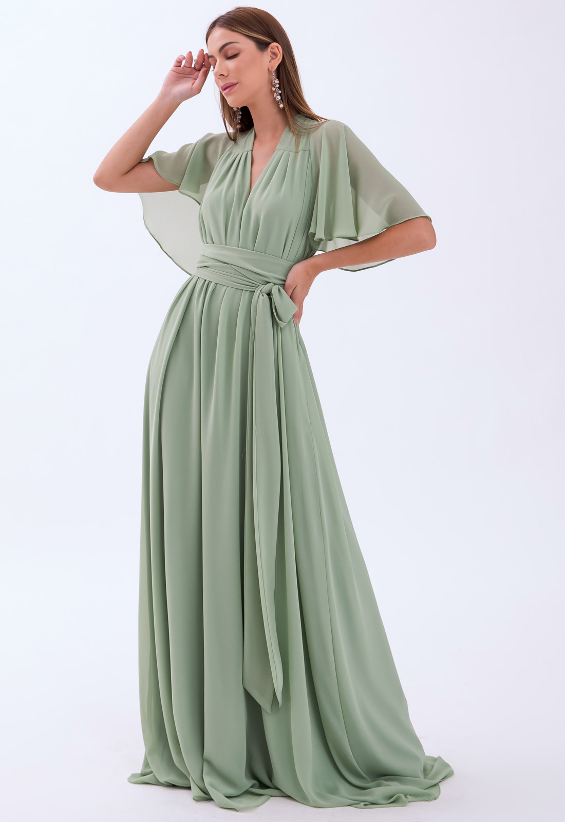 Vestido de madrinha verde menta multi-tamanho ref.2593