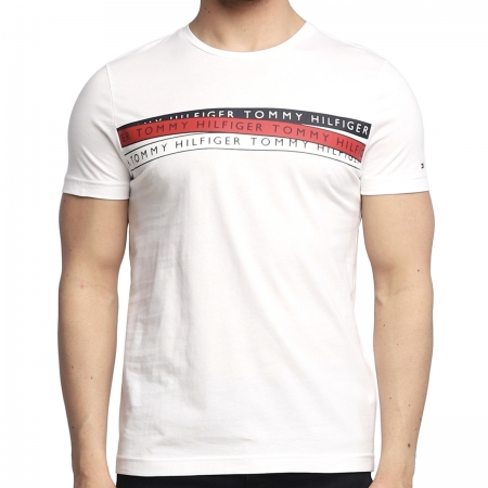 Camiseta Tommy Hilfiger Corp Chest Taping Tee Branca