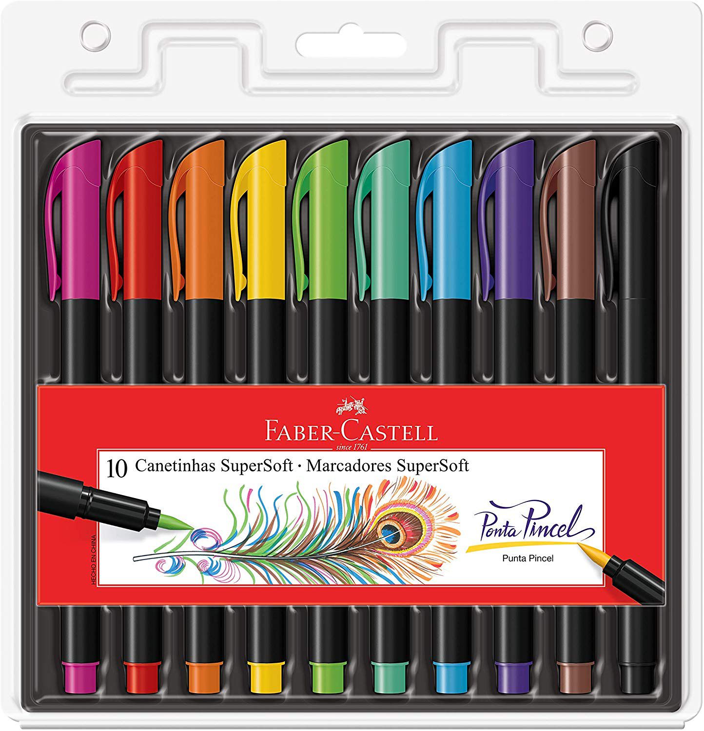 Caneta Brush Pen Faber Castell Supersoft 10 Cores