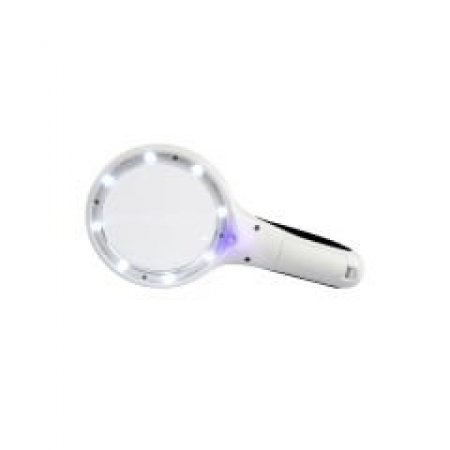 Mini Lupa de mão 90mm 8 LEDs brancos e 1 UV - Estek - Lupas de Mão e Wood - Estek