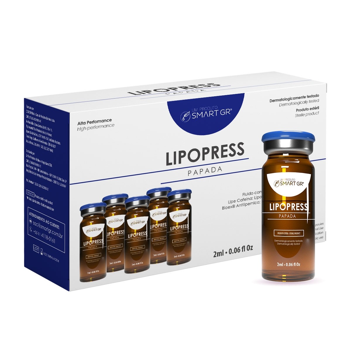 LIPOPRESS - Papada - 5 Frascos de 2 ml - Intradermoterapia Pressurizada - Smart GR