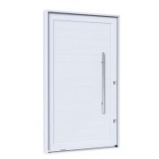 Porta Pivotante de Aluminio Branca Sem Friso Abertura Esquerda Ref: 9194.1