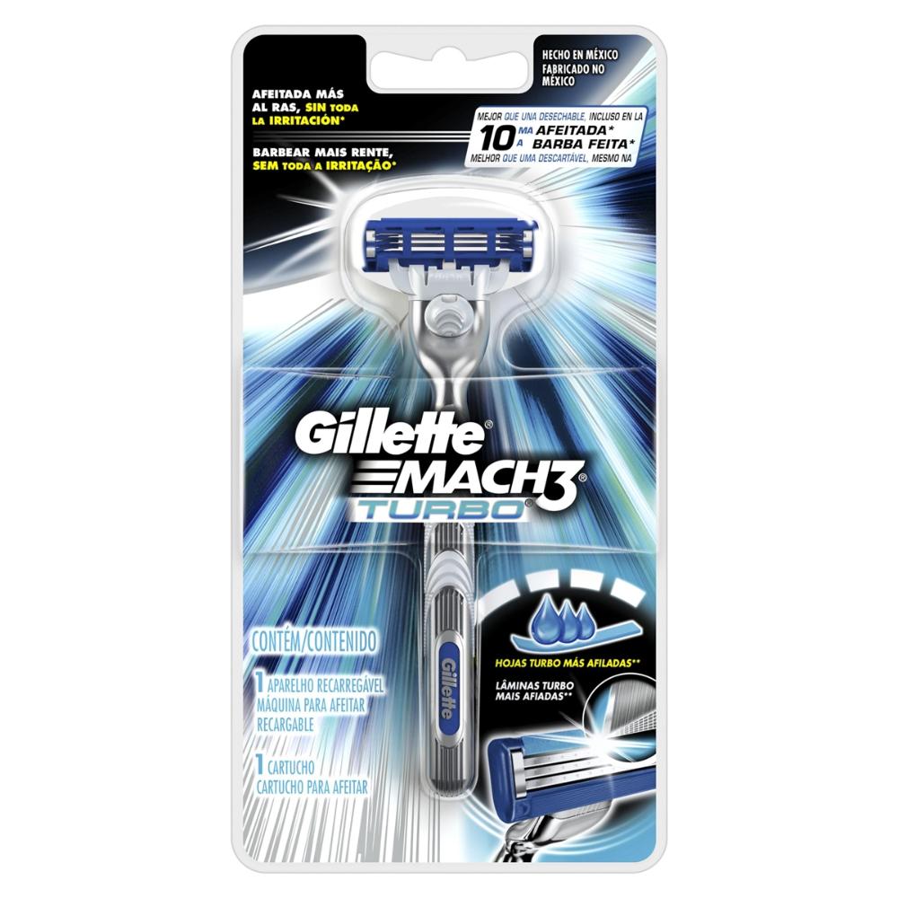 Aparelho De Barbear Recarregável Gillette Mach3 Turbo + 1 Carga