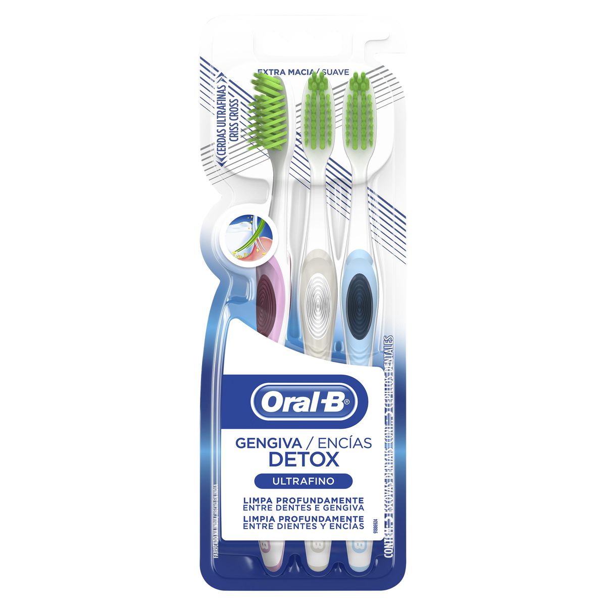 Escova Dental Oral-B Detox da Gengiva com 3 Unidades