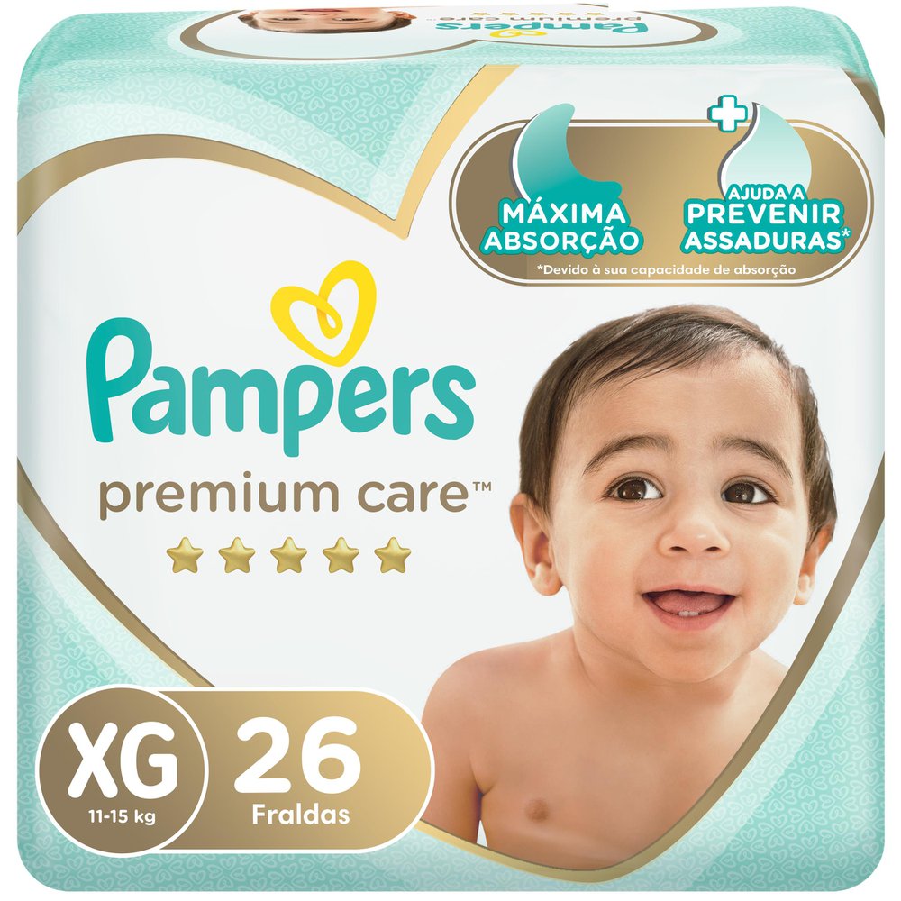 Fralda Pampers Premium Care Mega Tamanho XG 26 Unidades
