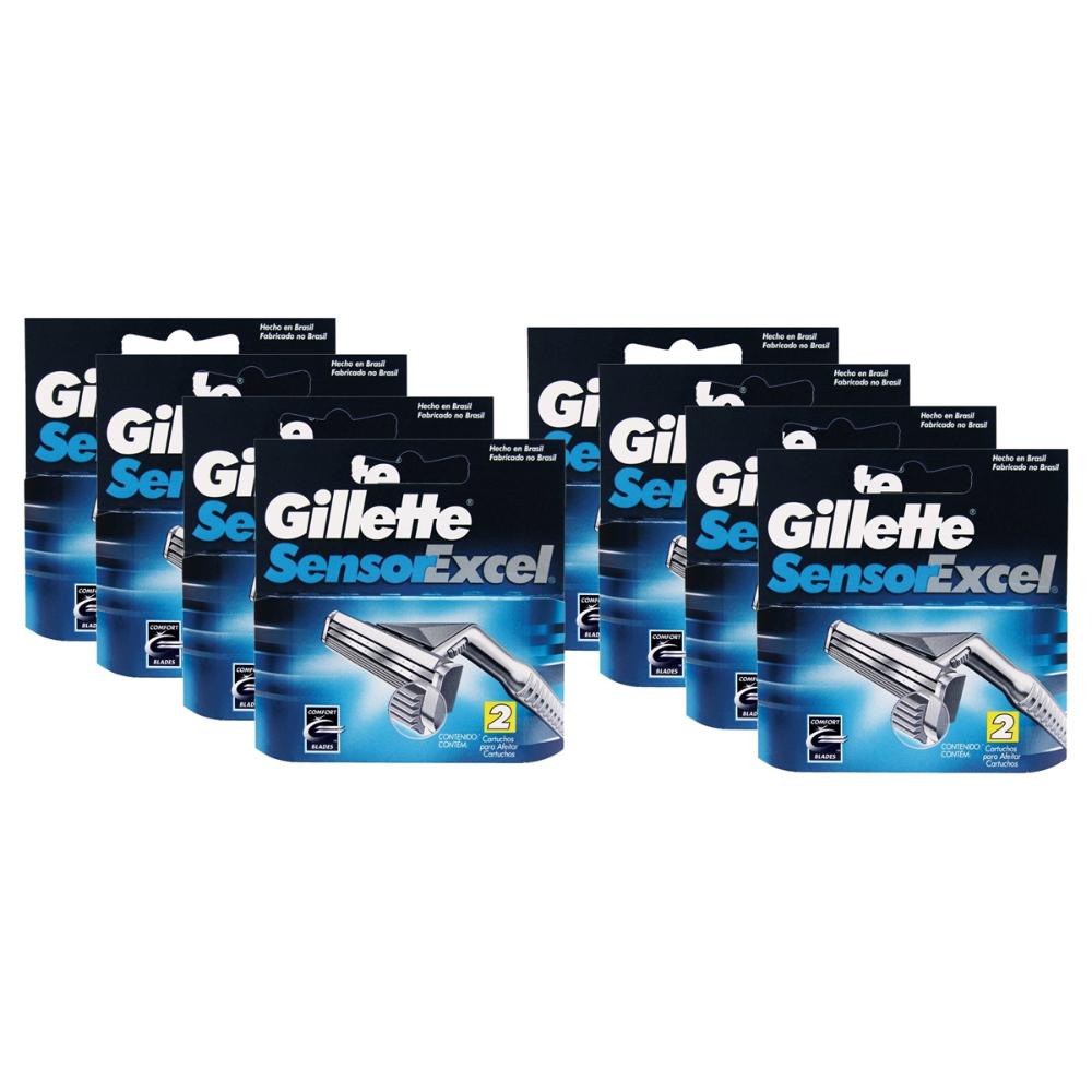 Kit com 8 Cargas Gillette Sensor Excel c/ 2 unidades