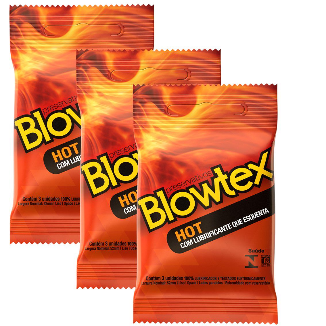 Kit 3 Pacotes  Preservativo Blowtex Hot C/ 3 Unidades Cada