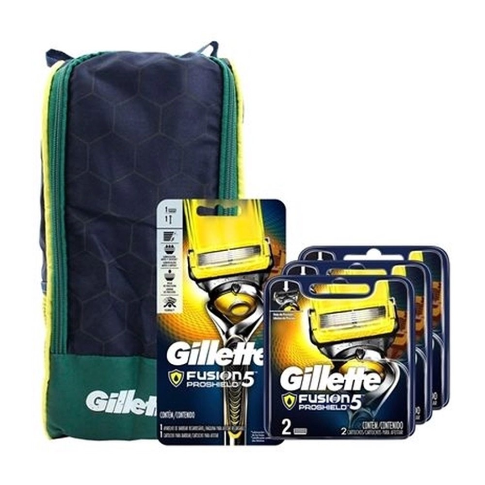 Kit Gillette Fusion Proshield Aparelho+6 Cargas +Porta Chuteira