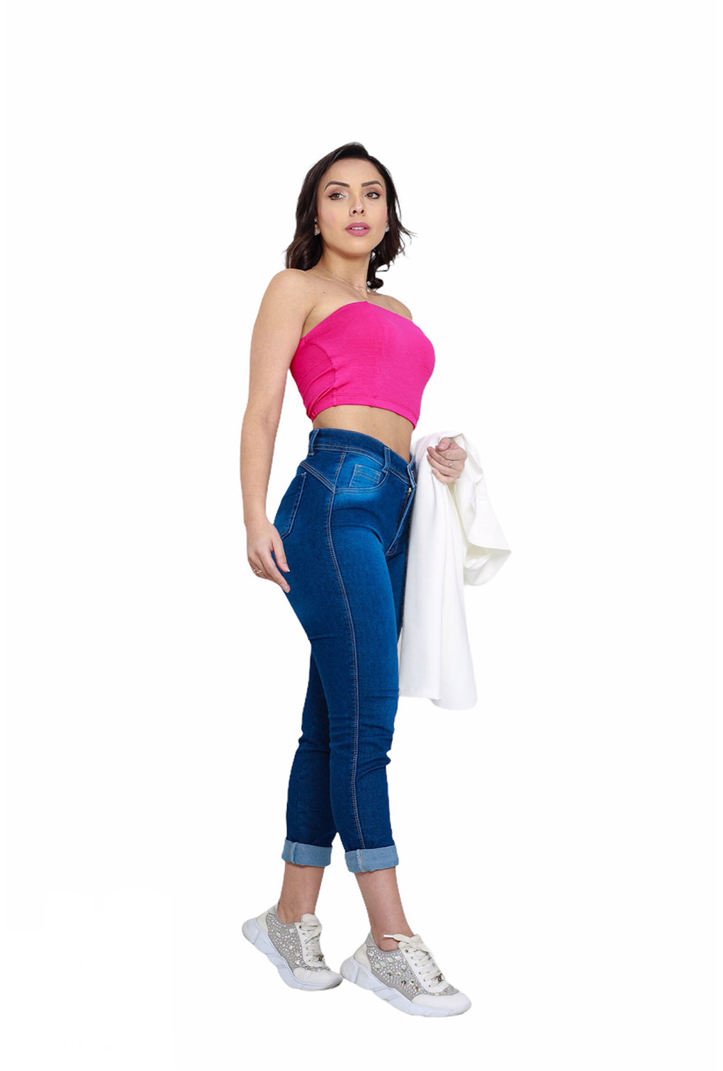 Calça Jeans Básica Cintura Média Feminina Levanta Bumbum  - ModaStore | Moda Feminina