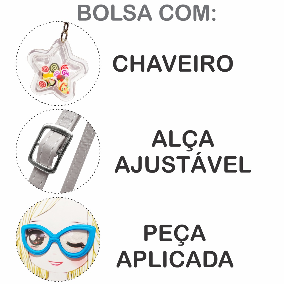 Kit Infantil Bolsa e Estojo Menininha Com Óculos com, Magicc Bolsas