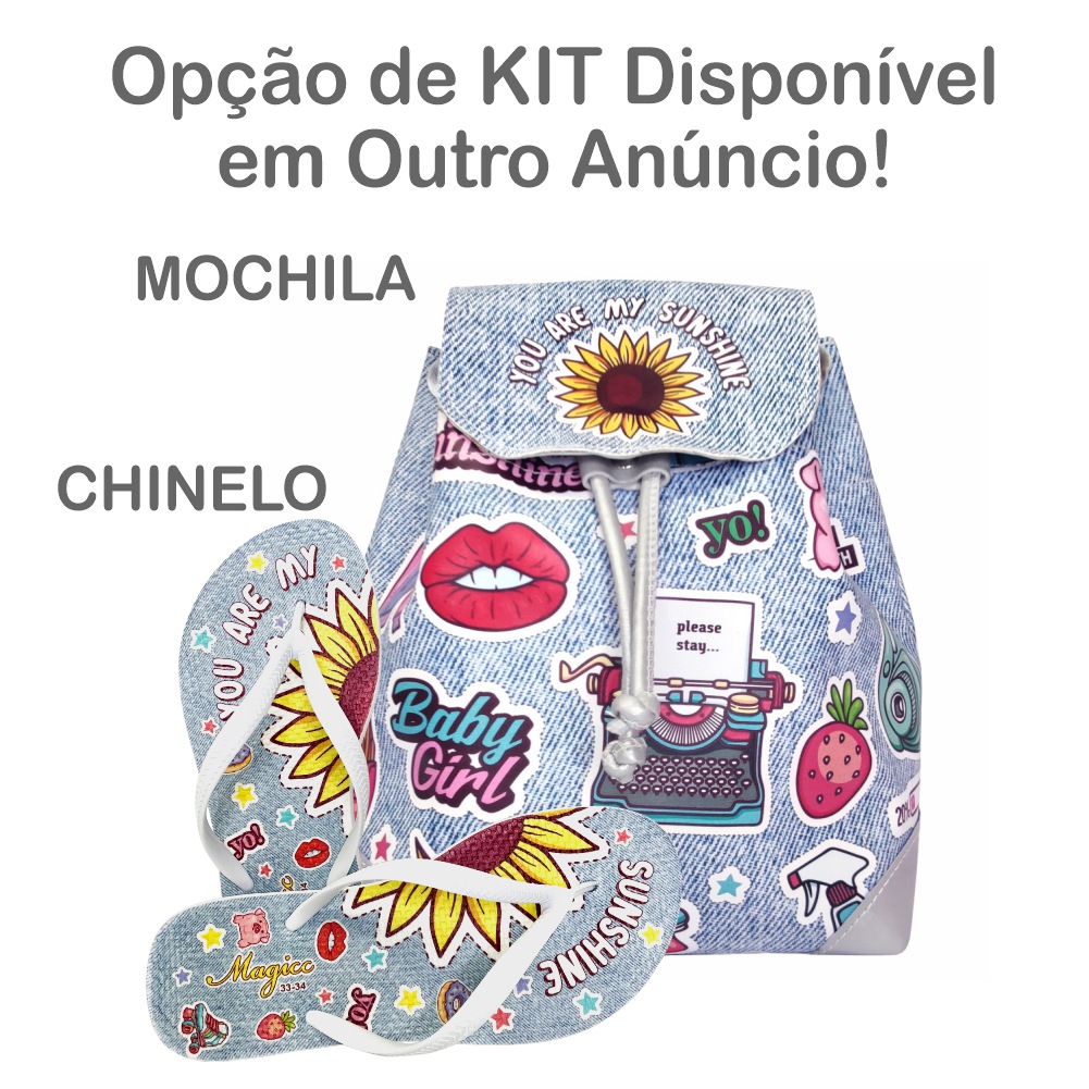 Mochila Bolsa Infantil Feminina Stickers Costas, Magic