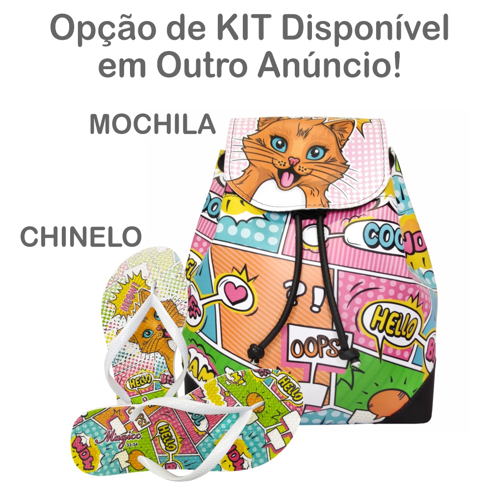 Mochila Bolsa Infantil Quadrinhos Gato Costas, Magicc