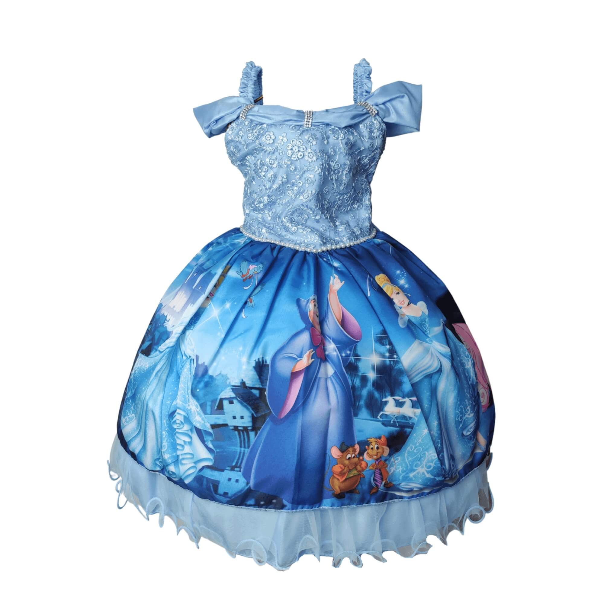 Vestido de Festa Infantil Temático Cinderela Luxo - Xuxuzinhos Baby