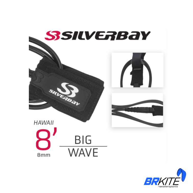 SILVERBAY - LEASH SURF PRO BIG WAVE 8X8MM PRETO