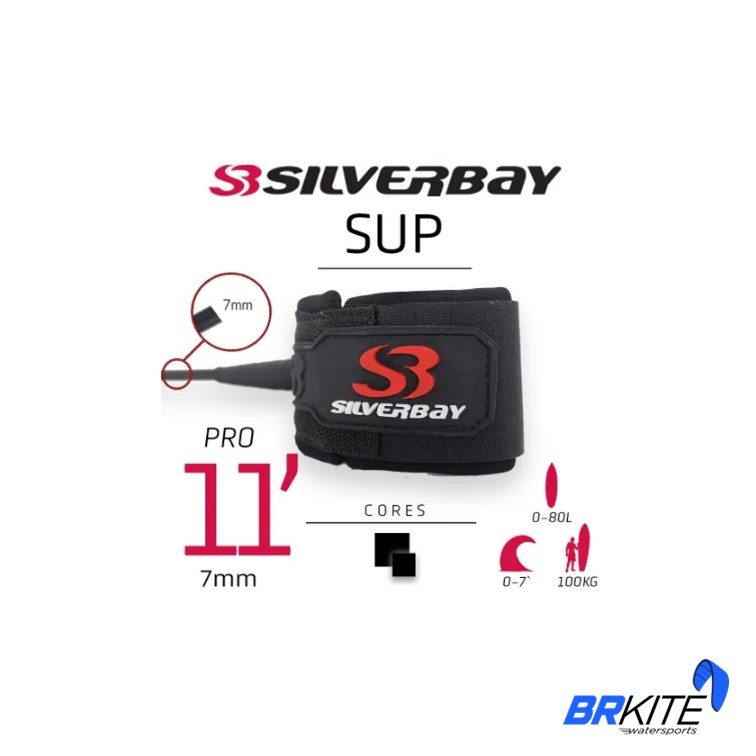 SILVERBAY - LEASH SURF PRO SUP 11X7MM PRETO