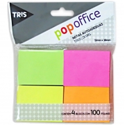 Bloco Notas Adesivas Tris Pop Office T003 Colors 50x40mm 100 Folhas
