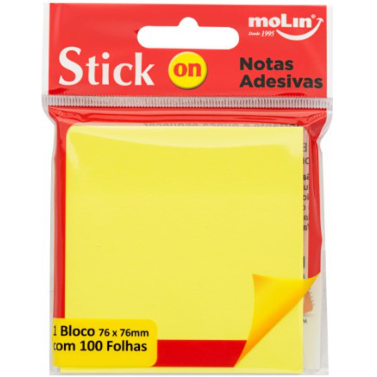 Bloco Notas Adesivas 76x76 Molin Stick On Amarelo 100F