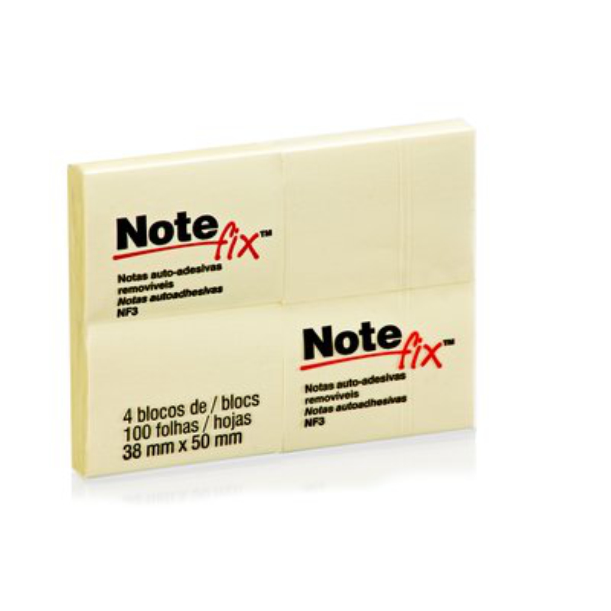 Bloco Notas Adesivas Notefix Amarelo 38x50mm 4 Blocos 100 folhas