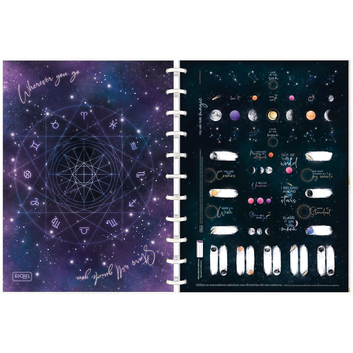 Caderno de Discos Universitário 10 Matérias (160 Folhas) ou 1 Matéria (80 Folhas) Tilibra Tilidisco Magic Signos