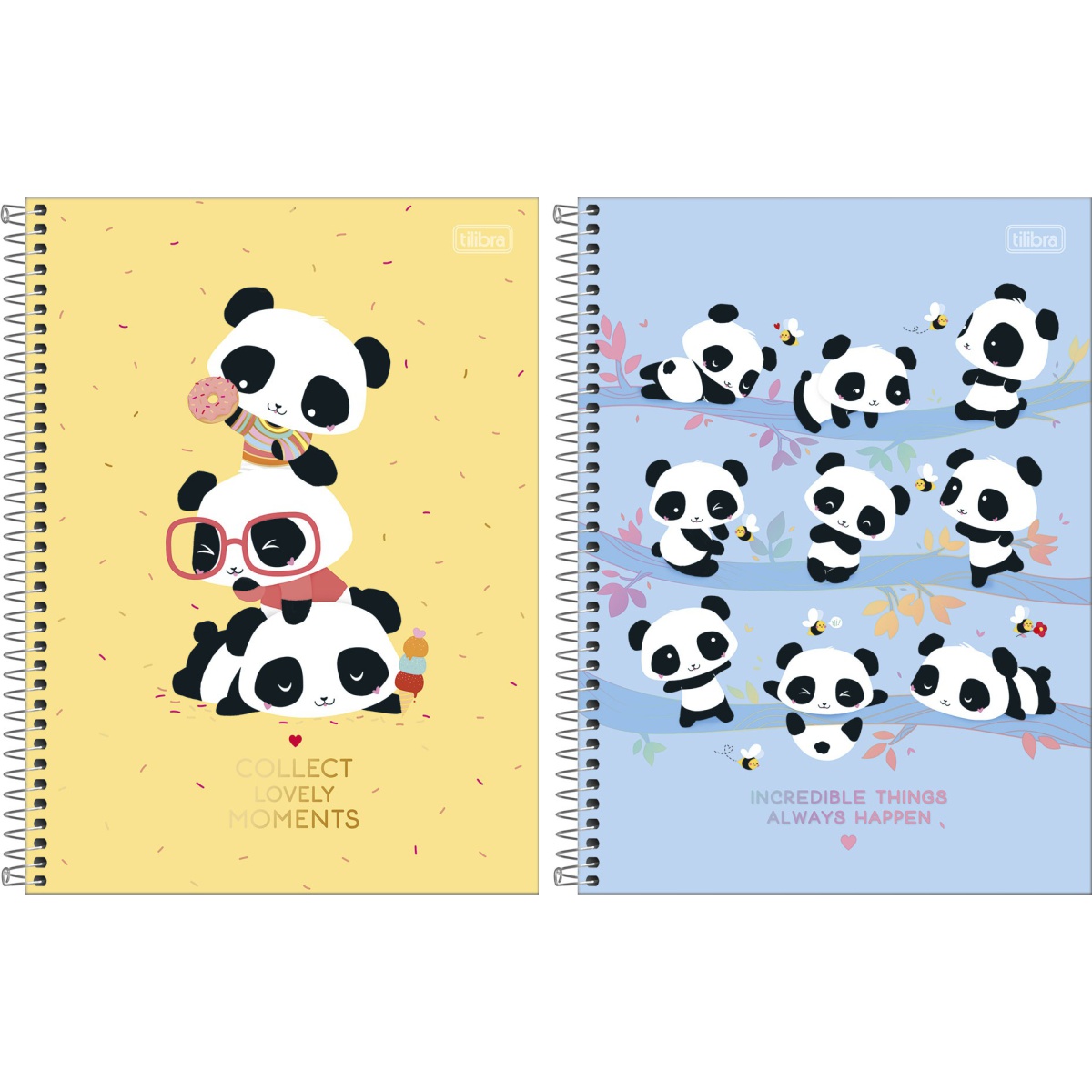 Caderno Espiral Capa Dura Universitário 10 Matérias (160 Folhas) Tilibra Lovely Friend Panda