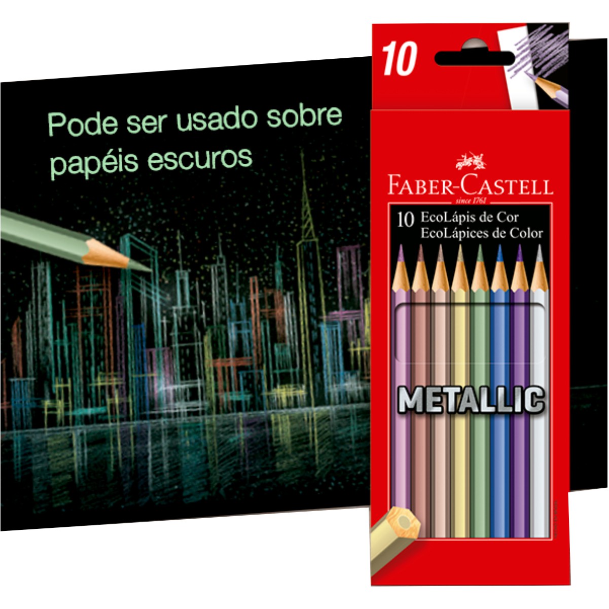 Lápis de Cor Faber Castell 10 Cores Metallic