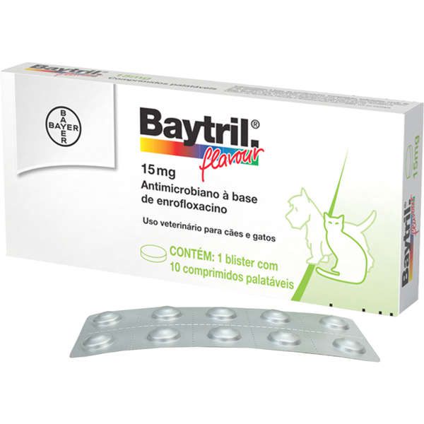 Antibiótico Baytril  Flavour  15mg - 10 Comprimidos