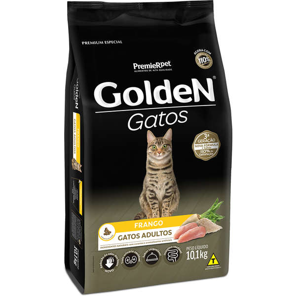 Ração Golden Gatos Adultos Frango - 10,1 Kg