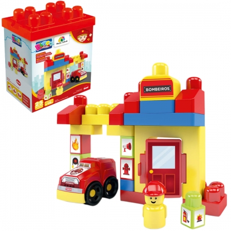 Blocos De Montar Bombeiro Brinquedo 25 Peças Lego Infantil