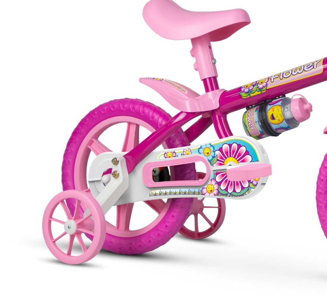 Bicicleta Bicicletinha Infantil Aro 12 Flower Rosa - Nathor