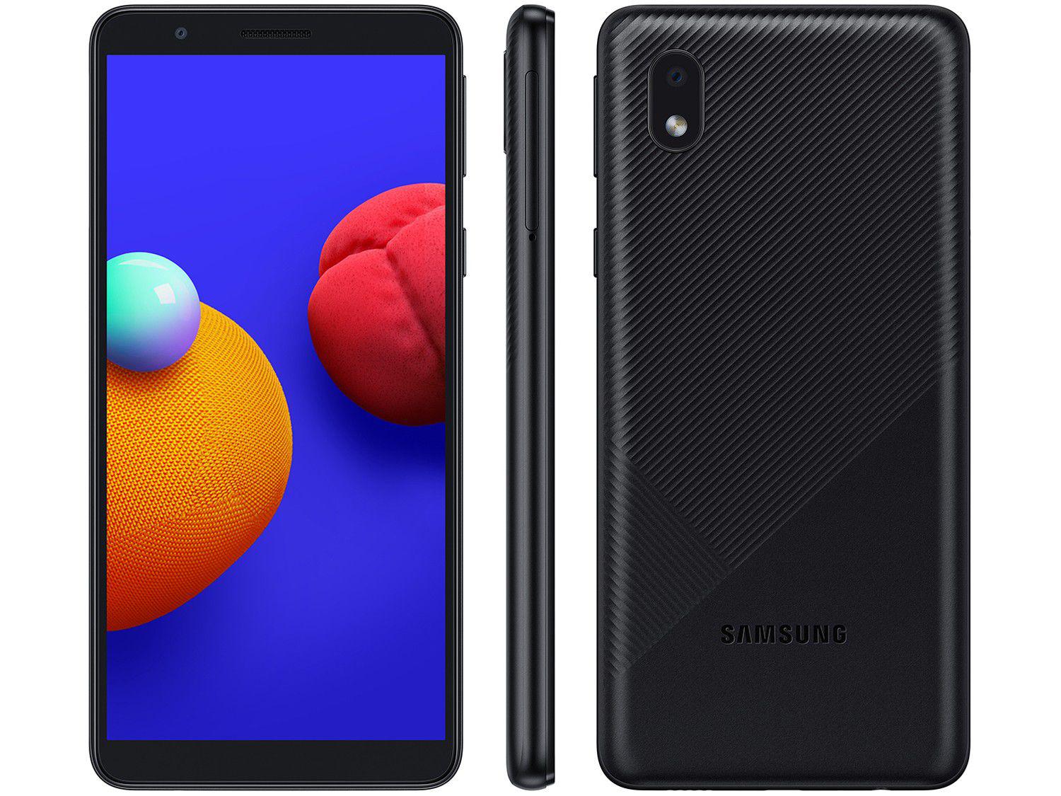 Smartphone Samsung Galaxy A01 Core 32GB Preto - Quad-Core 2GB RAM Tela 5,3” Câm. 8MP + Selfie 5MP
